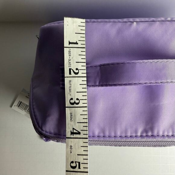 Lavender “STUFF” Cosmetic Bag Chenille Letter Makeup Organizer - Picture 5 of 10